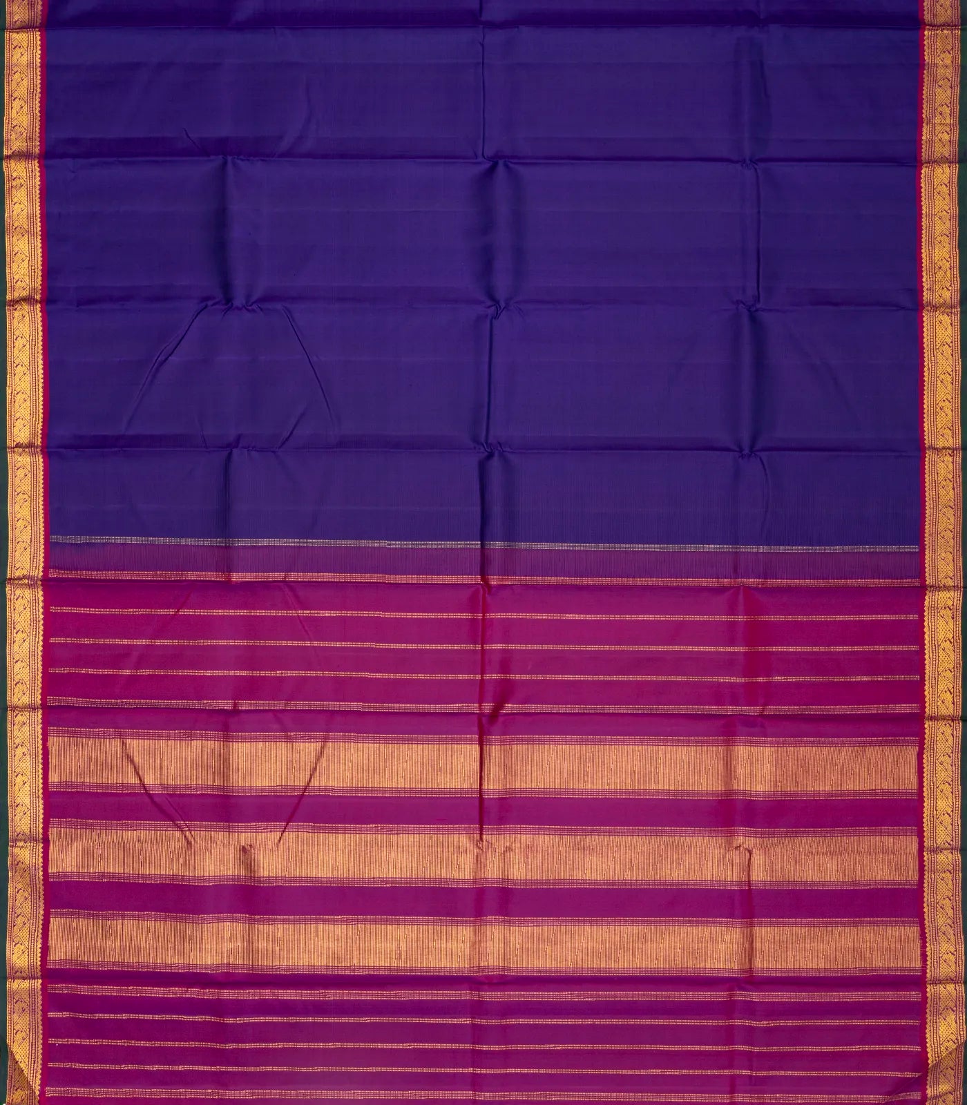 Purple Handloom Kanchipuram Silk Saree With Contrast Border