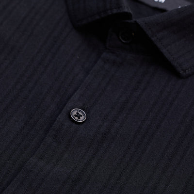 Black Slim Fit Stripes Shirt