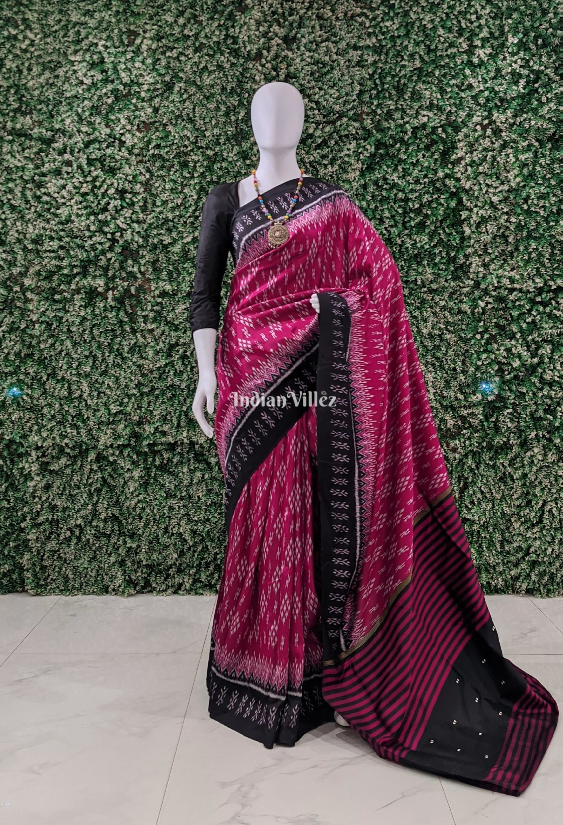 Magenta Odisha Ikat  Contemporary Silk Saree