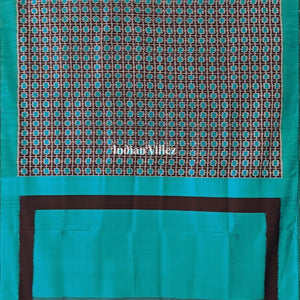 Sea Green Coffee Odisha Ikat Contemporary Silk Saree