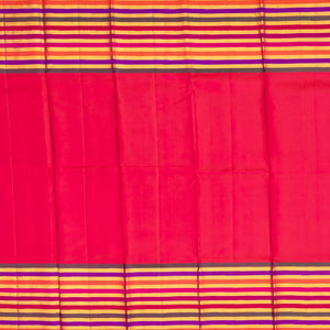 Black Handloom Kanchipuram Korvai Silk Saree With Multi Stripe Border