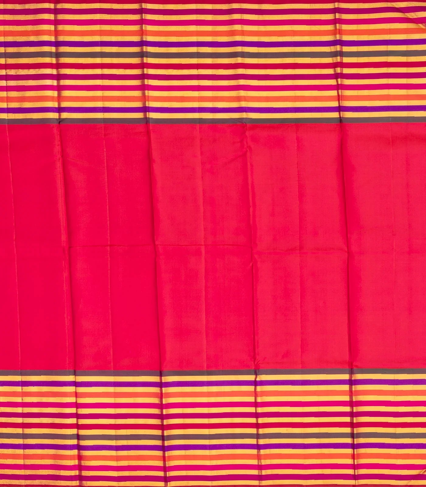 Black Handloom Kanchipuram Korvai Silk Saree With Multi Stripe Border