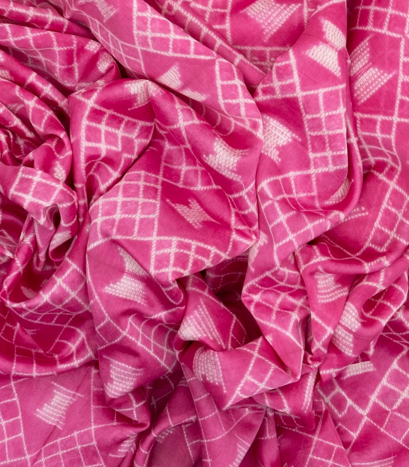 Pink Woven Jaipur Cotton Saree With Printed Diamond Motifs