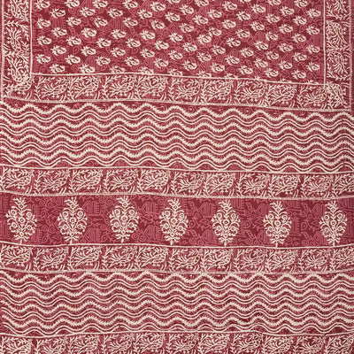 Dark Brown Woven Jaipur Cotton Saree Printed With Floral  Motifs