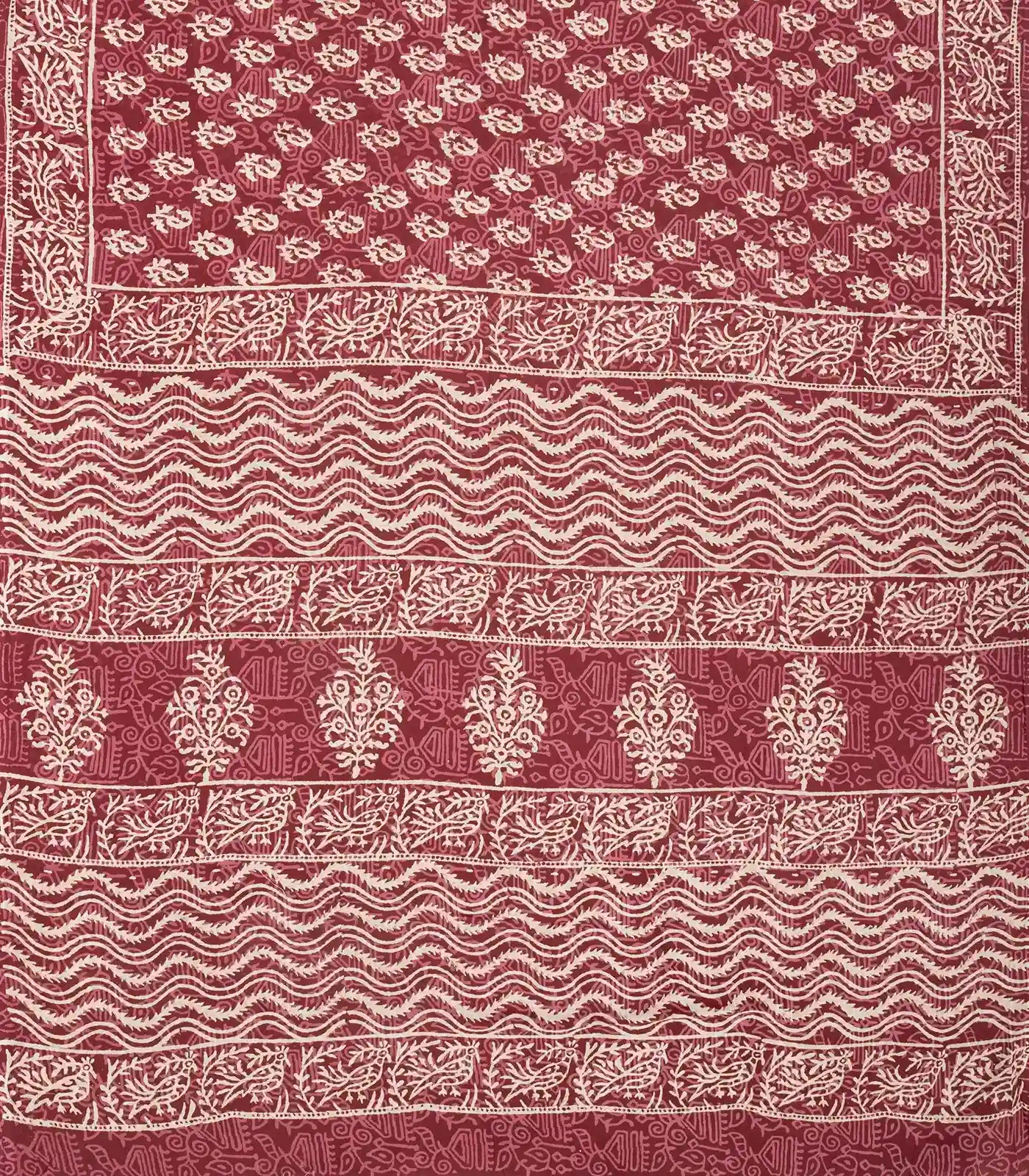 Dark Brown Woven Jaipur Cotton Saree Printed With Floral  Motifs