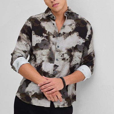 Dark Brown Textured Abstract Shirt