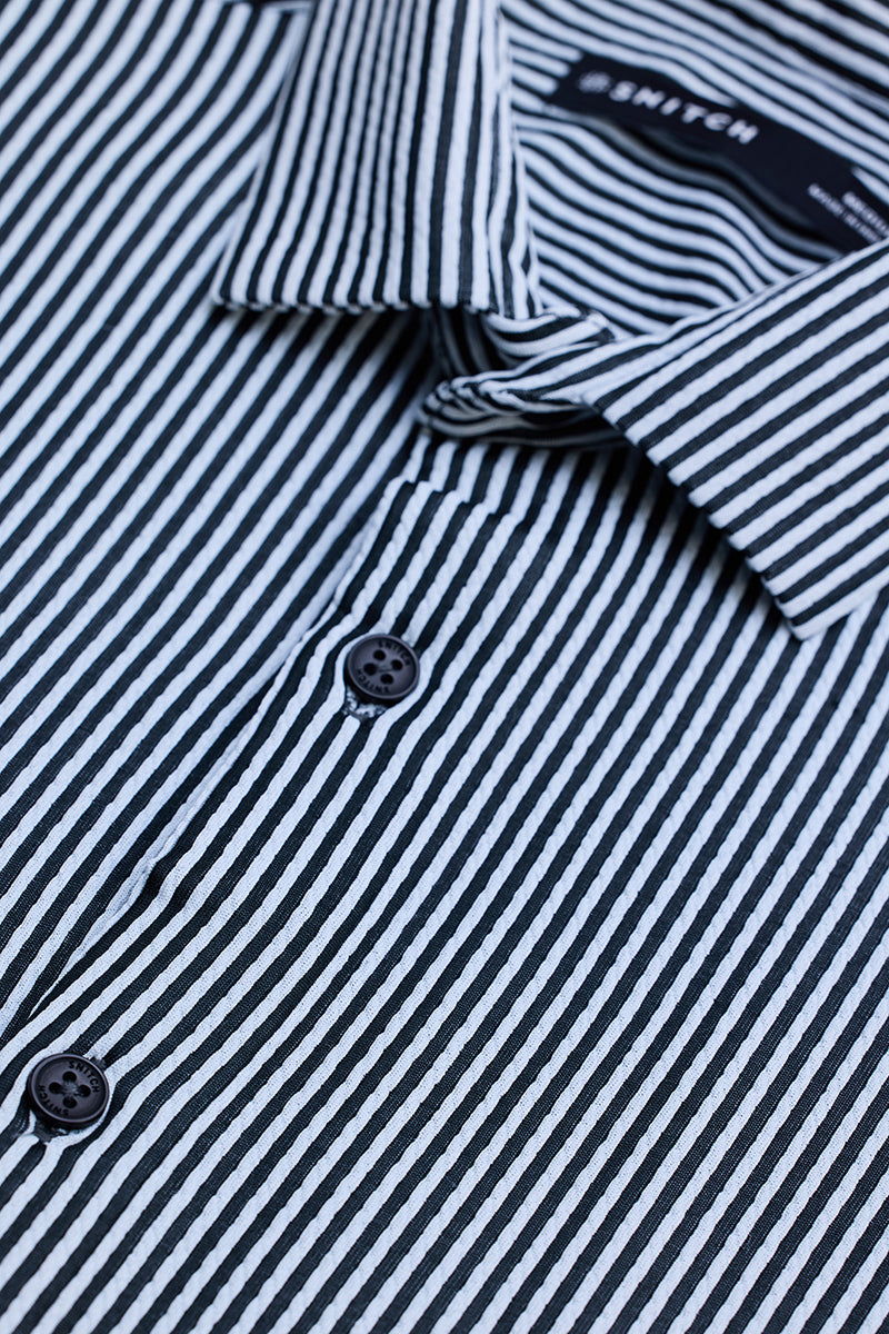 Black Stripes Slim Fit Stretch Shirt
