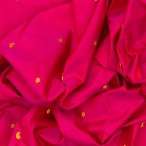 Hot Pink Handloom Kanchipuram Silk Saree With Mango Buttas