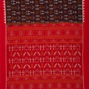 Brown Orissa Cotton Saree With Tie & Dye Motifs