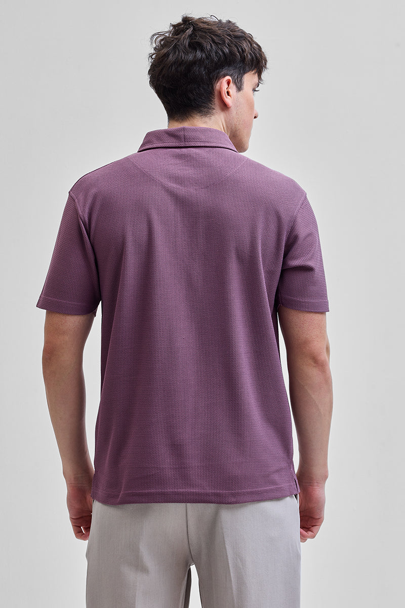 Purple Textured Polo T-Shirt