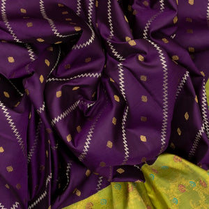 Magenta Handloom Kanchipuram Korvai Silk Saree With Meena Border