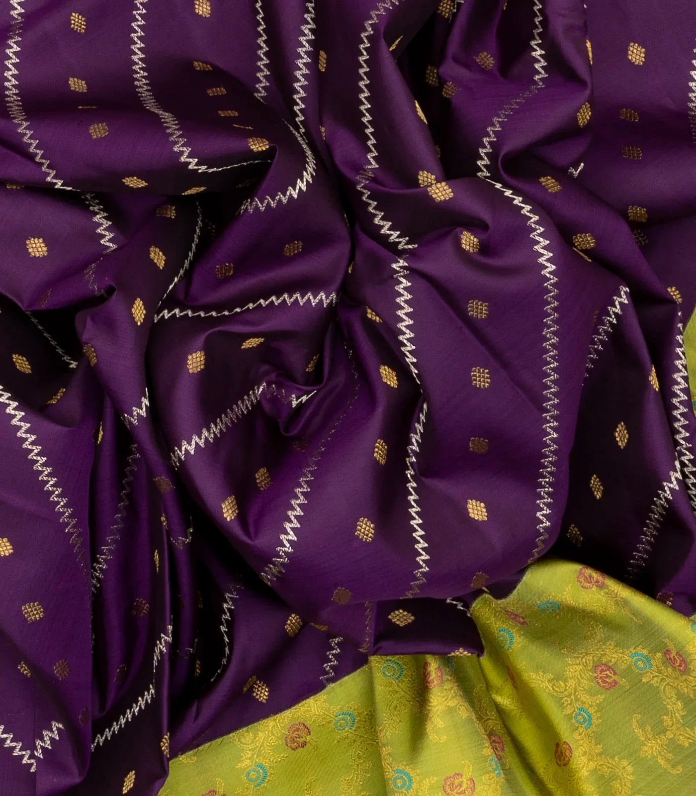 Magenta Handloom Kanchipuram Korvai Silk Saree With Meena Border