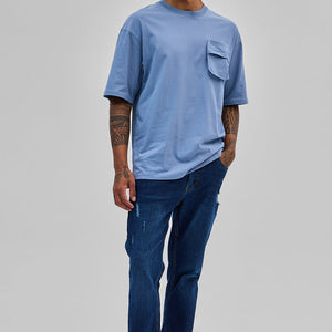 Dark Blue Distressed Regular Fit Jeans