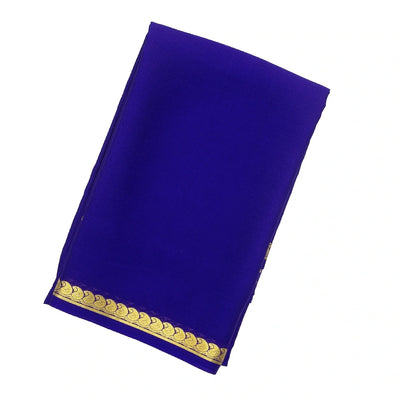 Violet Mysore Crepe Silk Saree With Mango Motif Border