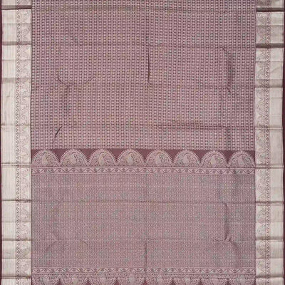 Maroon Handloom Kanchipuram Silk Saree With Star Motif Stripes