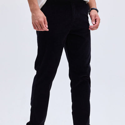 Black Corduroy Slim Fit Trousers