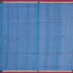 Blue Handloom Silk Cotton Saree With Checks