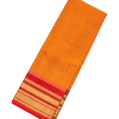 Mango Yellow Chettinad Cotton Saree With Ganga Jamuna Border