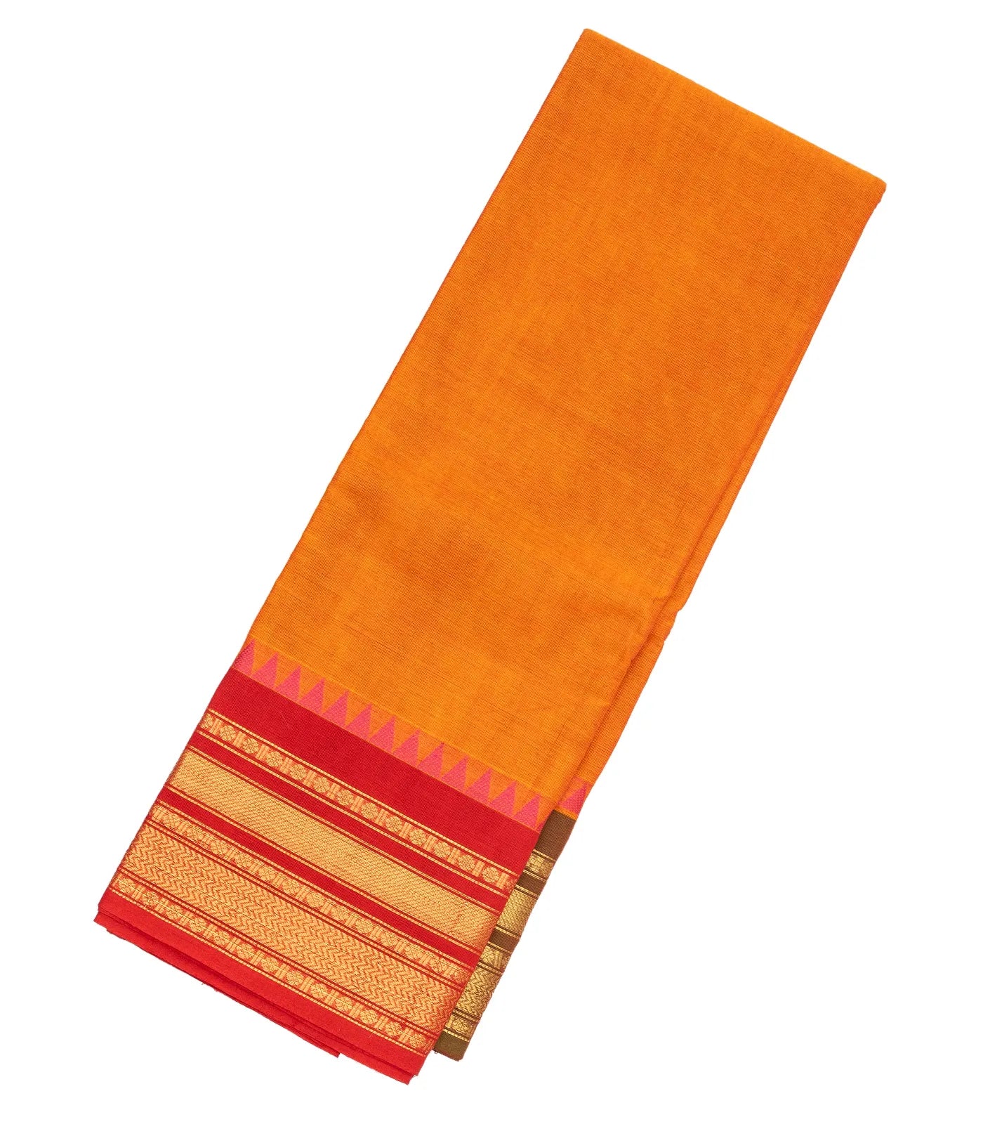 Mango Yellow Chettinad Cotton Saree With Ganga Jamuna Border