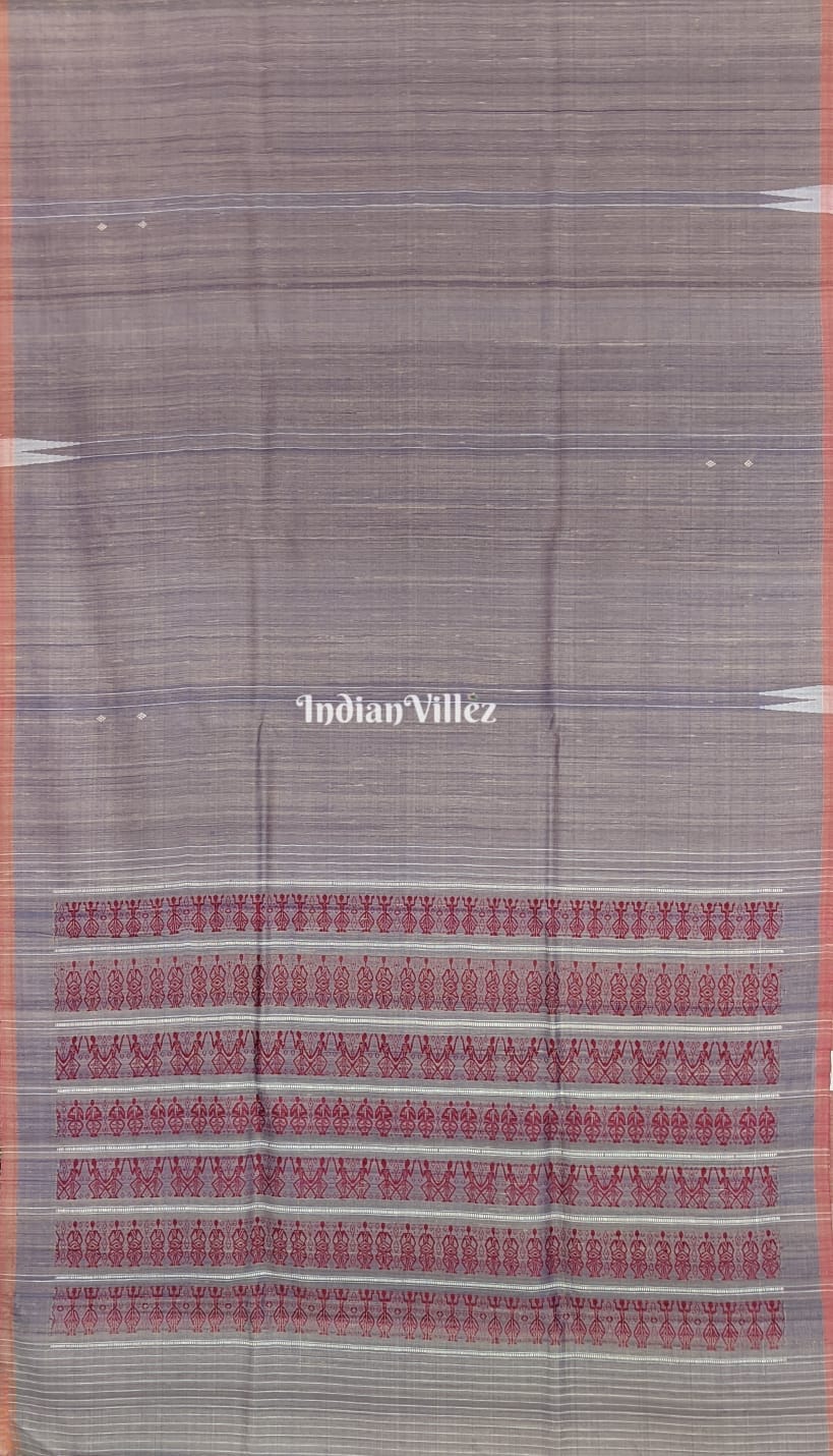 Ash Grey Asta Prahari Theme Gopalpur Tussar Silk Saree