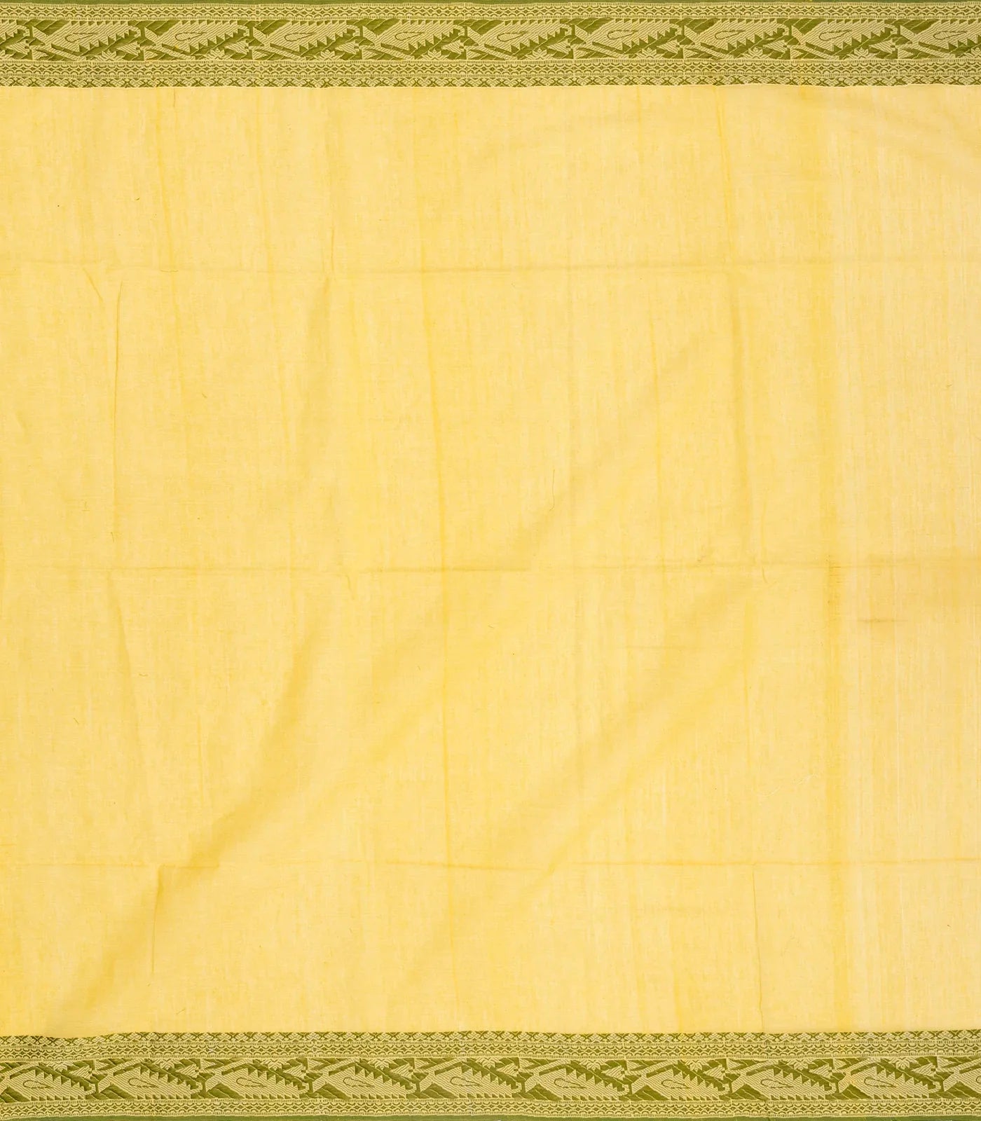 Yellow Handloom Bengal Cotton Saree With Floral Motifs