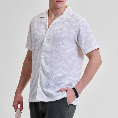 White Geometric Box Fit Shirt