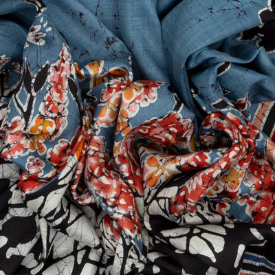 Blue Handloom Printed Silk Saree With Printed Lord Krishna Motifs