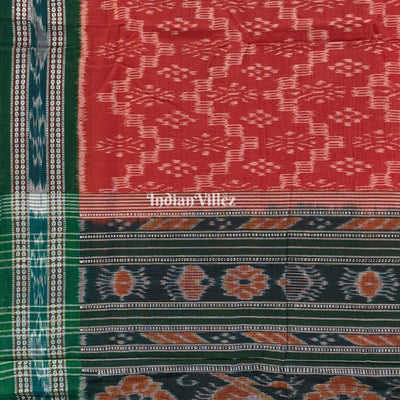 Rust Maniabandha Odisha Ikat Cotton Saree