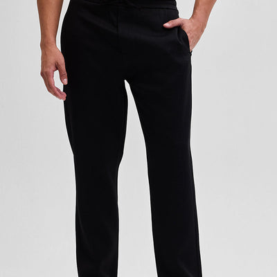 Black Self-Design Slim Fit Trousers