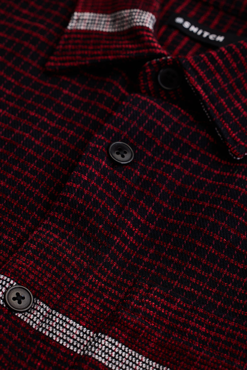 Red Cord Textured Overshirt