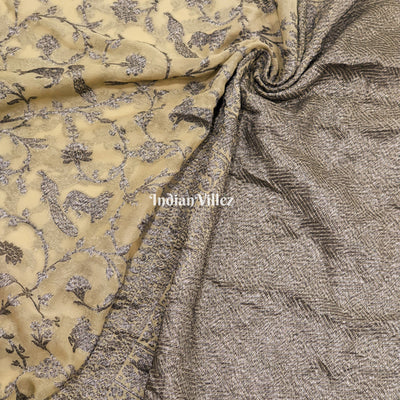 Light Olive Green Banarasi Khaddi Georgette Saree