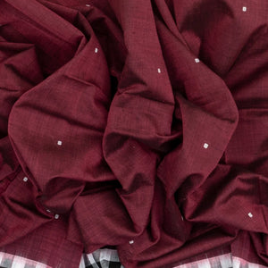 Maroon Handloom Orissa Cotton Saree With Black Tie & Dye Pallu
