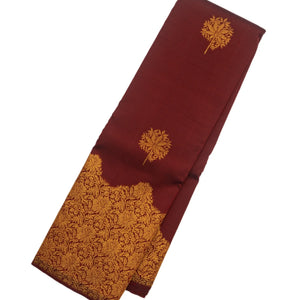 Maroon Handloom Kanchipuram Silk Saree With Floral Motifs