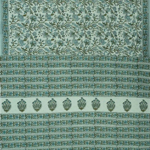 Light Blue Woven Jaipur Cotton Saree With Printed Floral Motifs