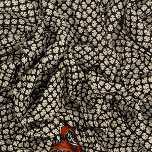 Black Woven Jaipur Cotton Saree Printed With Flower Motifs