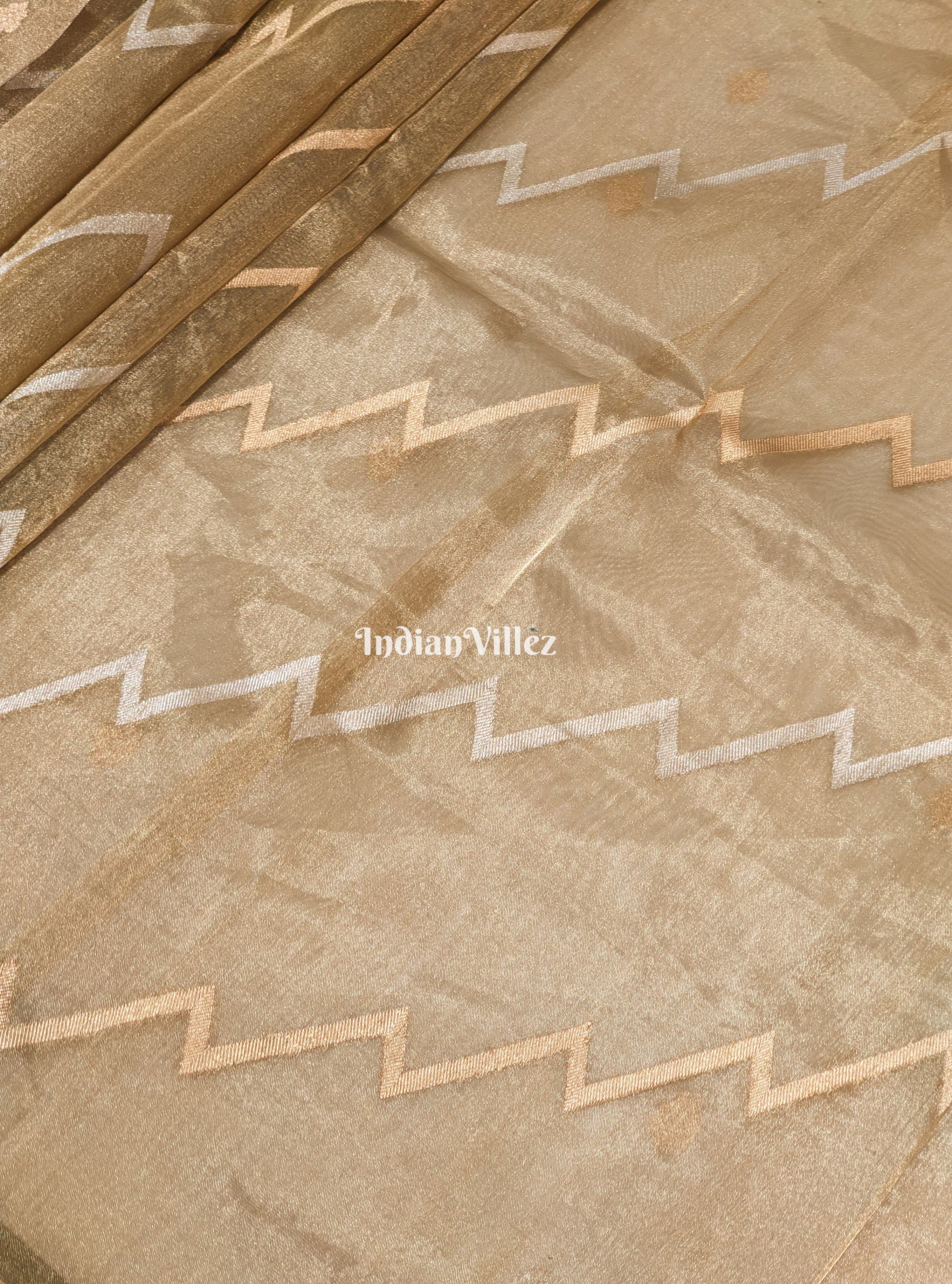 Golden Dual Tone Zari Woven Banarasi Tissue Saree