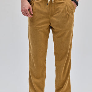 Light Brown Corduroy Relaxed Fit Trousers