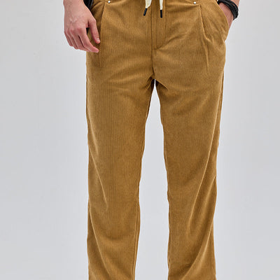 Light Brown Corduroy Relaxed Fit Trousers