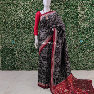 Black Maroon Odisha Ikat Contemporary Silk Saree