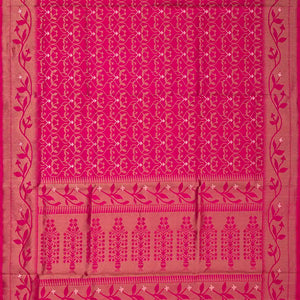 Pink Handloom Soft Silk Saree With Floral Jaal Motifs