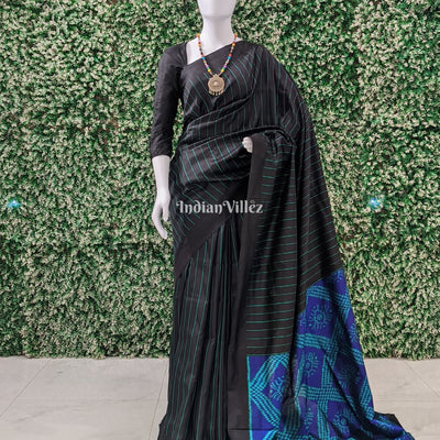 Black Blue Odisha Ikat Designer Contemporary Silk Saree
