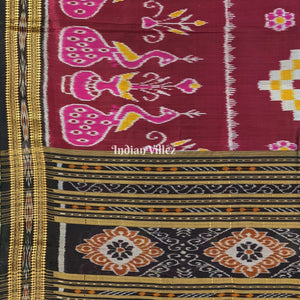 Wine Color Pasapali Animal Theme Khandua Silk Saree