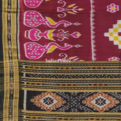 Wine Color Pasapali Animal Theme Khandua Silk Saree
