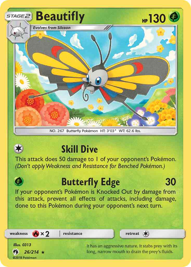 Beautifly - 26/214 - Rare [sm8-26] [Reverse Holo]