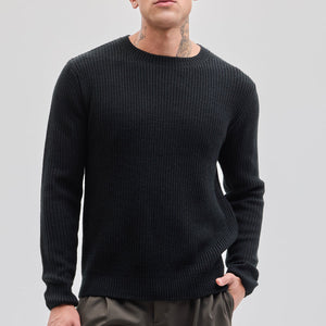 Black Fisherman Knit Sweater