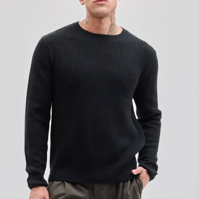 Black Fisherman Knit Sweater
