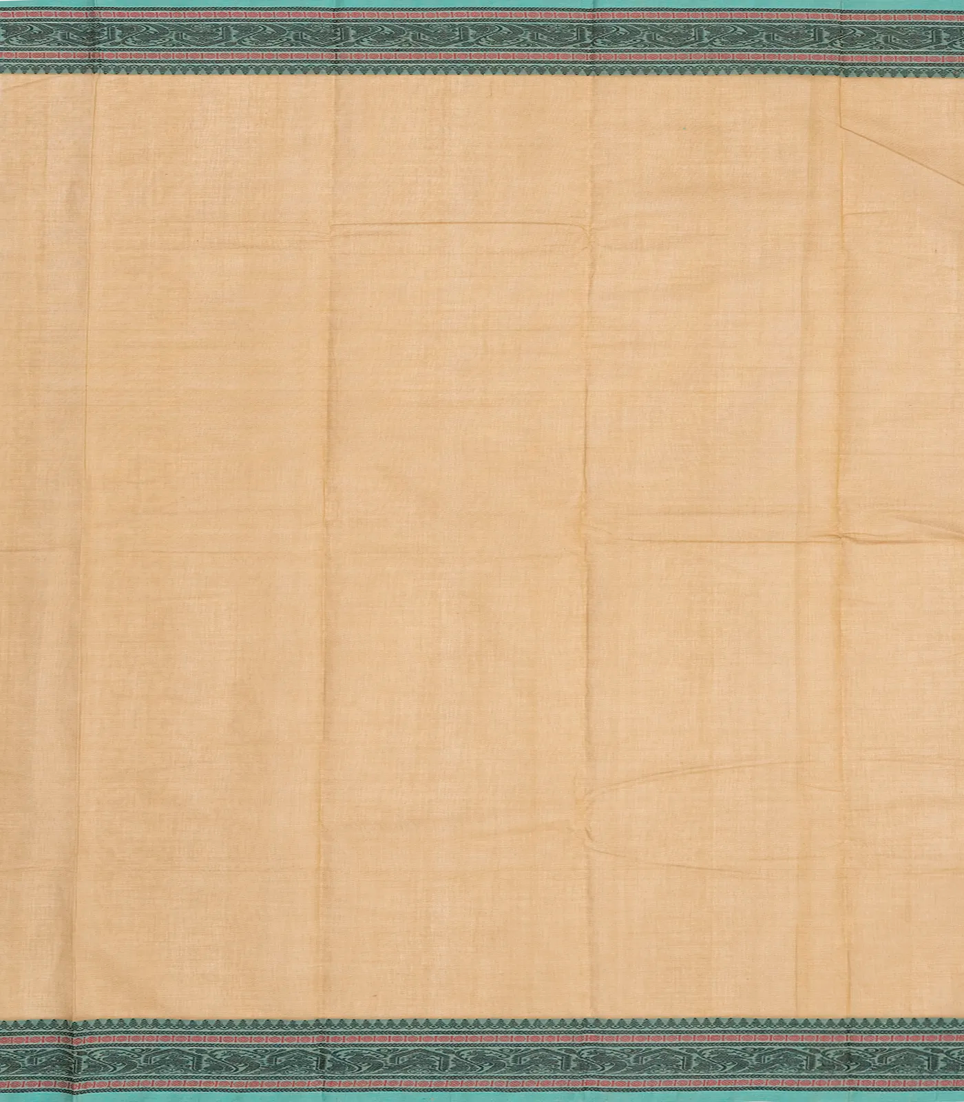 Beige Handloom Kanchi Cotton Saree With Annam & Deer Buttas