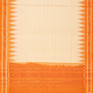 Taupe Handloom Orissa Cotton Saree With Orange Border