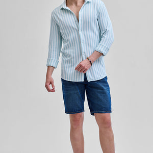 Light Blue Stripes Slim Fit Shirt