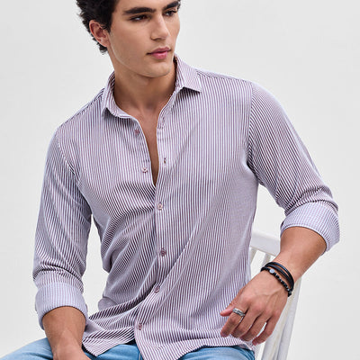 Lavender Stripes Slim Fit Stretch Shirt